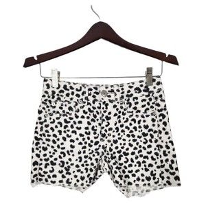 American Eagle Women's White & Black Stretch Denim Animal Print Short Size 2‎